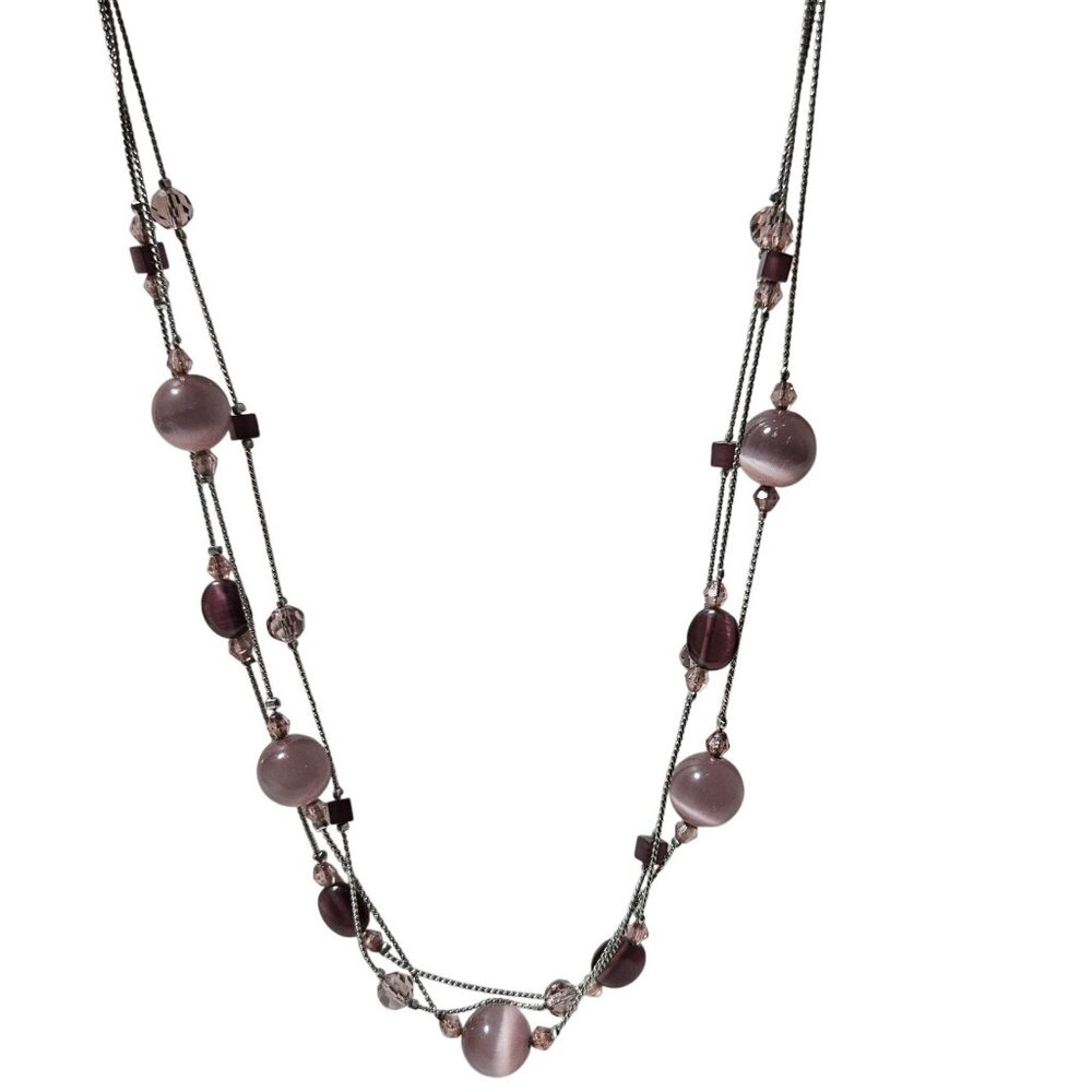 Lia Sophia Elegant Pink Beaded Multi Strand Necklace Statement Jewelry Women